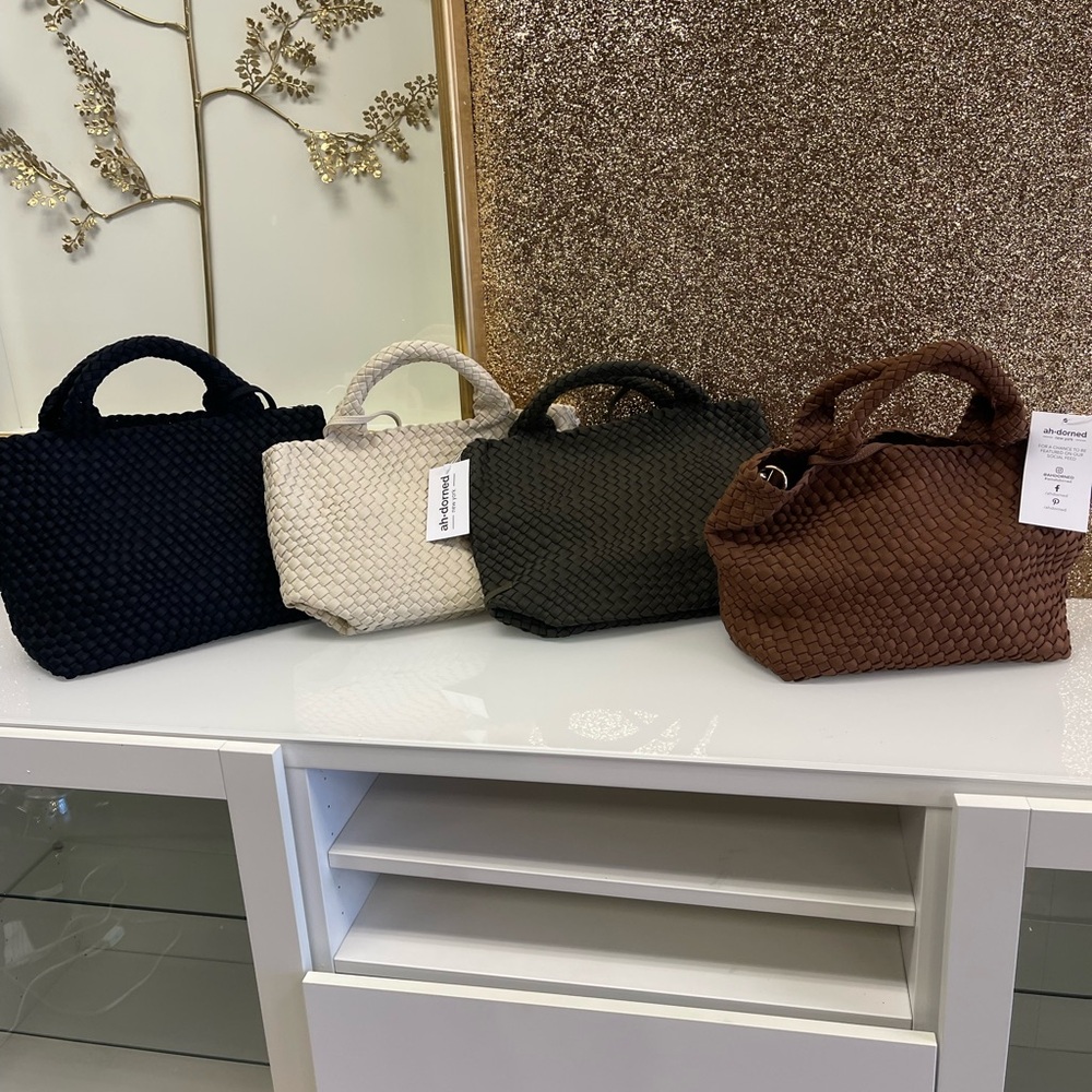 Chic Woven Tote Bag Collection - Black, Cream, Brown